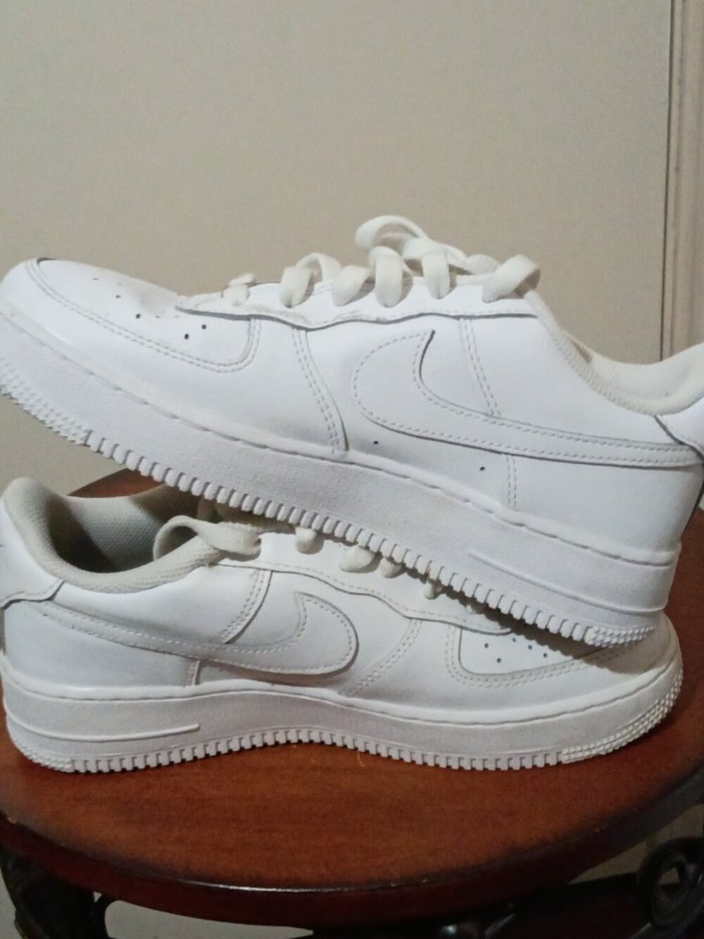 Nike Air Force 1 Low GS Shoes Size 6Y Youth Womens 7.5 Triple White Leather - Picture 12 of 13
